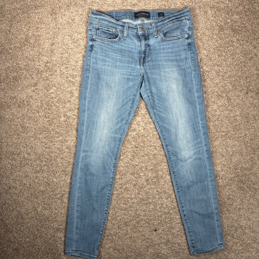 Lucky Brand Charlie Skinny Jeans Womens 4/27 Light Wash Blue Denim Mid Rise 7200